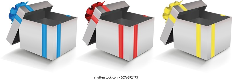 Conjunto de cajas de cartón de regalo de diferentes colores ilustración vectorial rojo azul amarillo