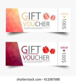 A set of gift cards, Discount, with low poly background