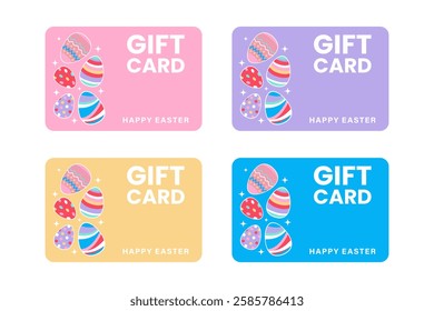 Set of gift cards for Easter holiday. Easter gift templates. Vector.