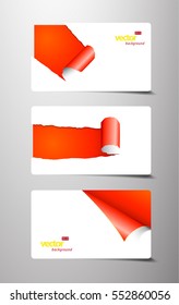 Set of gift cards with rolled corners. 