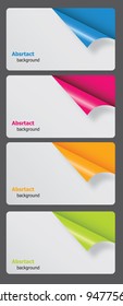 Set of gift cards with rolled corners. vector illustration