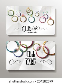 Set of gift cards with shiny colorgul balls