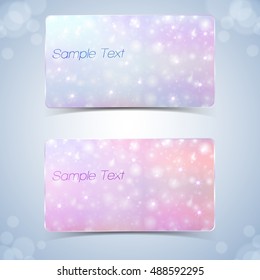 Set of gift cards with sparks pattern on light blue background isolated vector illustration