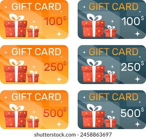 set of gift cards. Stock vector illustration