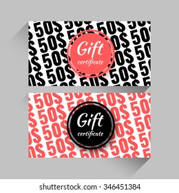 Set of gift certificate covers design. Stock vector.