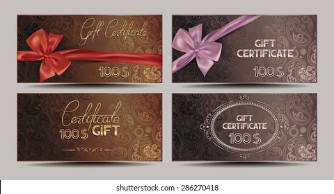 Set Gift Certificates Floral Design Silk Stock Vector (Royalty Free ...