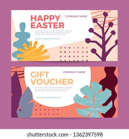 A set of gift certificates for the spring and Easter holidays. It can be used as a banner for sales and discounts in stores, beauty salons and social networks.