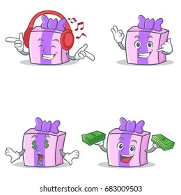 Set of gift character with listening call me money eye