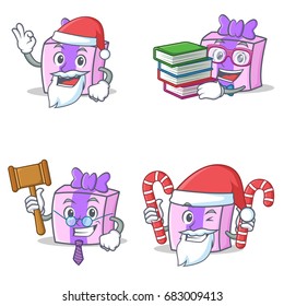 Set of gift character with Santa book judge candy