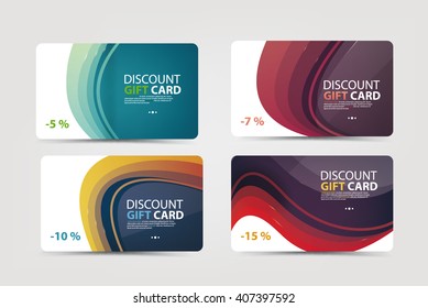 A set of gift and discount cards,banner templete with colorful abstract line backgrounds. Vector illustration. 