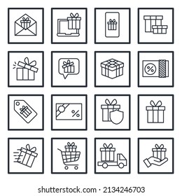 set of Gift elements symbol template for graphic and web design collection logo vector illustration