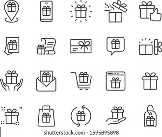 set of gift icons, birthday gift, gift box, present