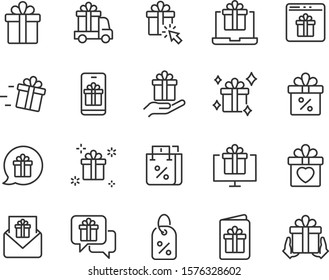 set of gift icons, birthday gift, celebration, party, gift box