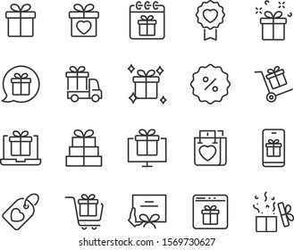 set of gift icons, gift box, birthday gift, surprise