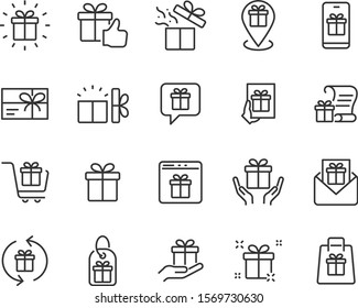 set of gift icons, gift box, birthday gift, surprise