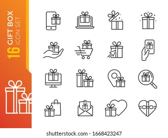 Set of gift icons, gift box, special gift, present - Editable Stroke