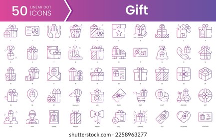 Set of gift icons. Gradient style icon bundle. Vector Illustration