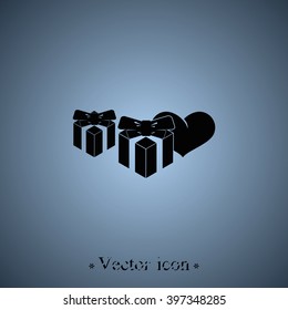 Set of gift icons. Heart illustration.