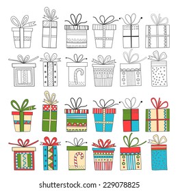 Set of gift packages, Christmas gifts 