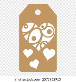 Set of gift or price tags shapes with hearts and love. Realistic Cardboard label,tags,shopping gift card with string collection. Vector templates for cutting. Valentine's Day tag stencils.