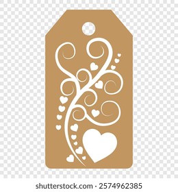 Set of gift or price tags shapes with hearts and love. Realistic Cardboard label,tags,shopping gift card with string collection. Vector templates for cutting. Valentine's Day tag stencils.