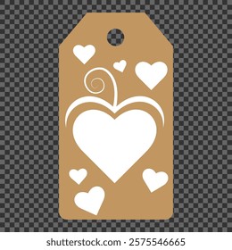 Set of gift or price tags shapes with hearts and love. Realistic Cardboard label,tags,shopping gift card with string collection. Vector templates for cutting. Valentine's Day tag stencils.