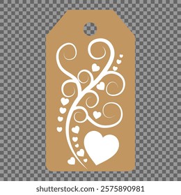 Set of gift or price tags shapes with hearts and love. Realistic Cardboard label,tags,shopping gift card with string collection. Vector templates for cutting. Valentine's Day tag stencils.