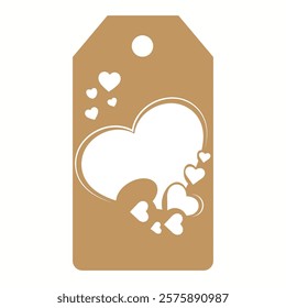 Set of gift or price tags shapes with hearts and love. Realistic Cardboard label,tags,shopping gift card with string collection. Vector templates for cutting. Valentine's Day tag stencils.