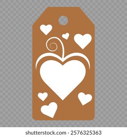 Set of gift or price tags shapes with hearts and love. Realistic Cardboard label,tags,shopping gift card with string collection. Vector templates for cutting. Valentine's Day tag stencils.