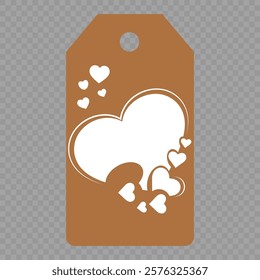 Set of gift or price tags shapes with hearts and love. Realistic Cardboard label,tags,shopping gift card with string collection. Vector templates for cutting. Valentine's Day tag stencils.