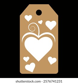 Set of gift or price tags shapes with hearts and love. Realistic Cardboard label,tags,shopping gift card with string collection. Vector templates for cutting. Valentine's Day tag stencils.