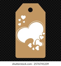 Set of gift or price tags shapes with hearts and love. Realistic Cardboard label,tags,shopping gift card with string collection. Vector templates for cutting. Valentine's Day tag stencils.