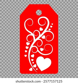 Set of gift or price tags shapes with hearts and love. Realistic Cardboard label,tags,shopping gift card with string collection. Vector templates for cutting. Valentine's Day tag stencils.