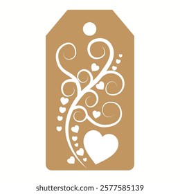 Set of gift or price tags shapes with hearts and love. Realistic Cardboard label,tags,shopping gift card with string collection. Vector templates for cutting. Valentine's Day tag stencils.