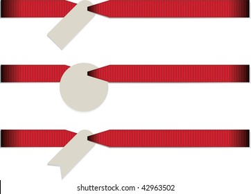 Set of gift ribbons with a empty card to write messages