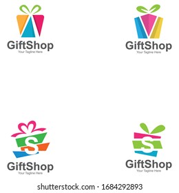 Conjunto De Símbolo De Diseño De Plantilla De Logotipo De Tienda De Regalos, Emblema, Concepto De Diseño, Símbolo Creativo, Icono