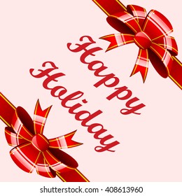 Set of a gift striped ribbons with red bows