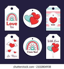 Set of gift tag. Vector Hearts
