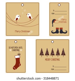 Set of gift tags for Christmas and New Year design