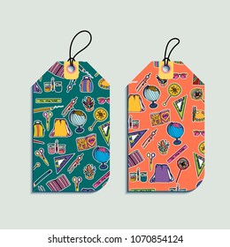 Set of gift tags with hand drawn school design elements. Typography design elements for prints, cards, posters, products packaging, branding.