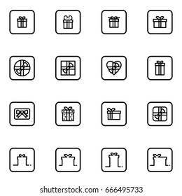 Set of gift vector thin line icons.