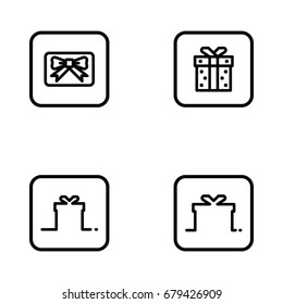 Set of gift vector thin line icons.