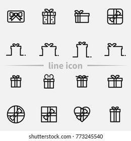 Set of gift vector thin line icons