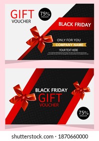 Set of gift voucher cards with red ribbons template. it also suitable for celebration cards. vector illustration.