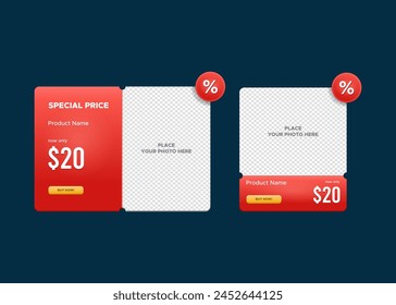 Set of gift voucher coupon with product image placement for marketing or promotion or website promo vector design