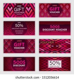 Set of gift voucher design. Vector illustration