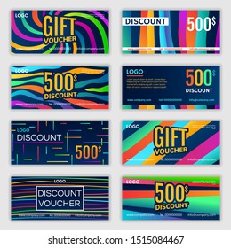 Set of gift voucher design. Vector illustration