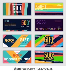 Set of gift voucher design. Vector illustration
