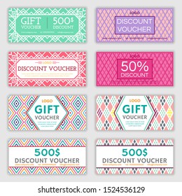 Set of gift voucher design. Vector illustration