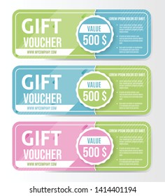 set of gift voucher illustration with soft color